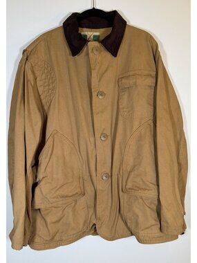Vintage 80s Game Winner barn chorewear workwear beige jacket corduroy collar XL